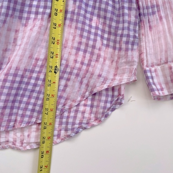 Anthropologie Pilcro Pink White Gingham Cate Button Down Shirt Size XL Petite - Picture 8 of 9